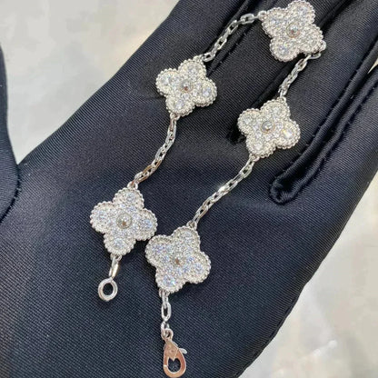 [OAK JURI] CLOVER 5 MOTIF FULL DIAMOND BRACELET COLLECTION