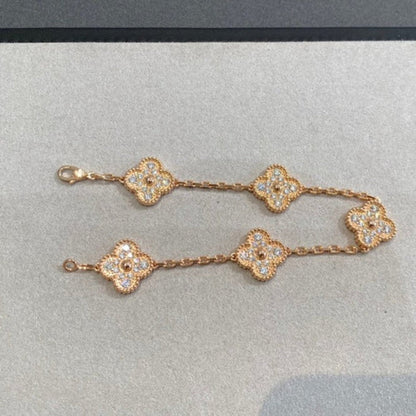 [OAK JURI] CLOVER 5 MOTIF FULL DIAMOND BRACELET COLLECTION