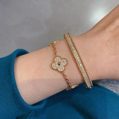[OAK JURI] CLOVER 5 MOTIF FULL DIAMOND BRACELET COLLECTION