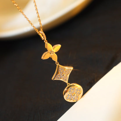 [OAK JURI]STAR AND SUN DIAMOND PINK GOLD NECKLACE