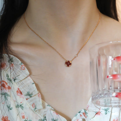 [OAK JURI]SUN PEDANT PINK GOLD 1 DIAMOND NECKLACE