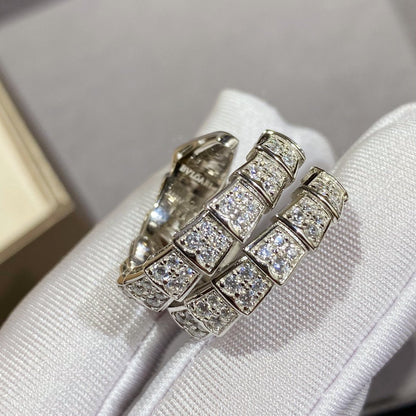 [OAK JURI]SERPENTI DOUBLE RING SILVER DIAMOND PAVED
