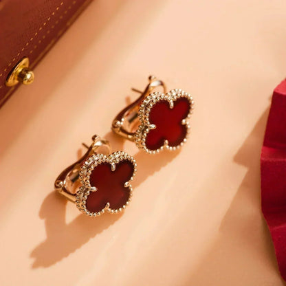 [OAK JURI]CLOVER MEDIUM 1 MOTIFS CARNELIAN  EARRINGS