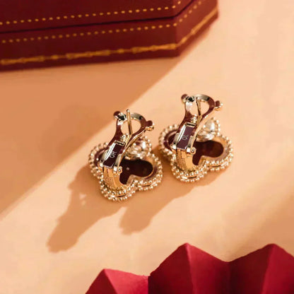 [OAK JURI]CLOVER MEDIUM 1 MOTIFS CARNELIAN  EARRINGS