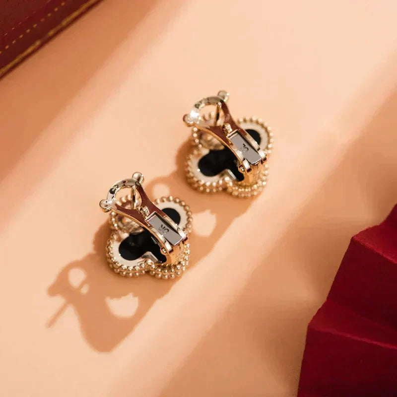 [OAK JURI]CLOVER MEDIUM 1 MOTIFS  ONYX STUD EARRINGS