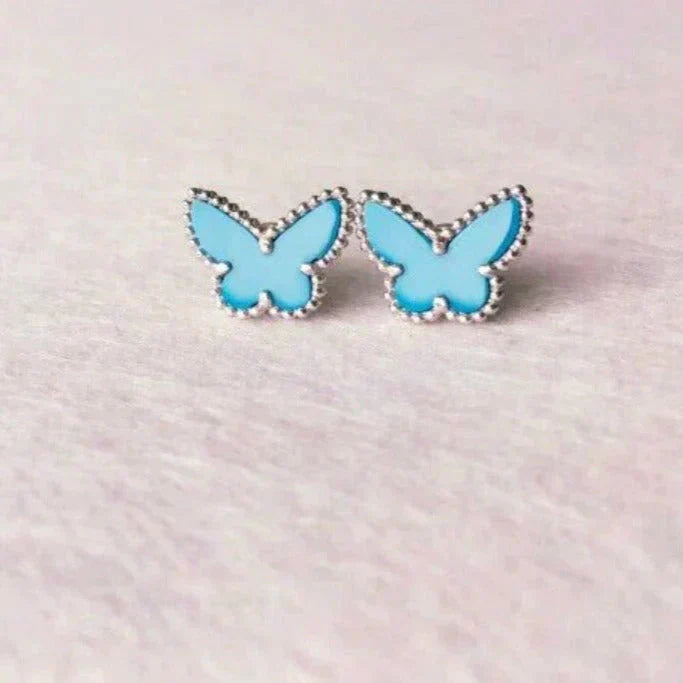 [OAK JURI]BUTTERFLY TURQUOISE EARRINGS SILVER