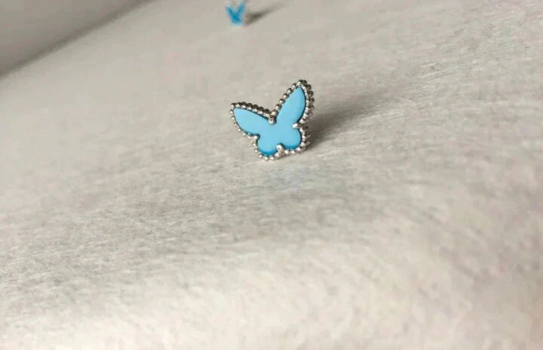 [OAK JURI]BUTTERFLY TURQUOISE EARRINGS SILVER
