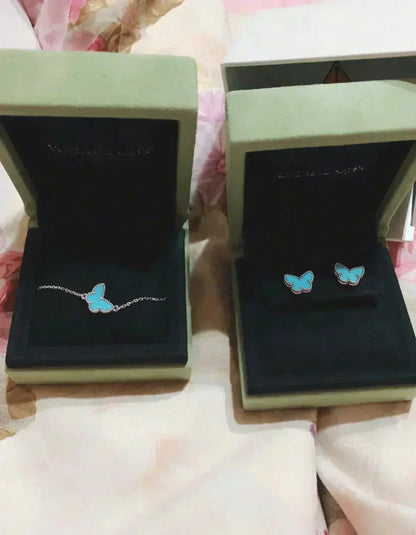 [OAK JURI]BUTTERFLY TURQUOISE EARRINGS SILVER