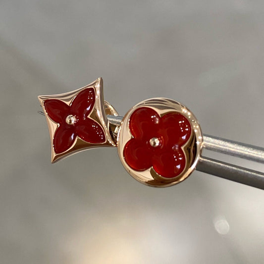 [OAK JURI]STAR AND SUN PINK GOLD CARNELIAN STUD EARRINGS
