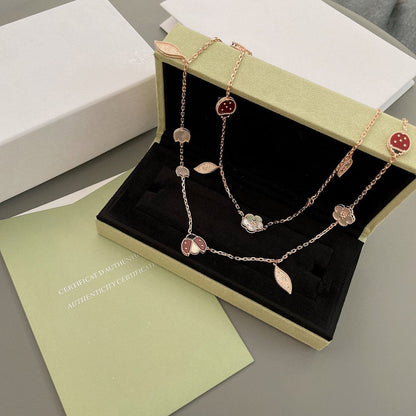 [OAK JURI]LUCKY SPRING 15 MOTIFS ROSE GOLD NECKLACE