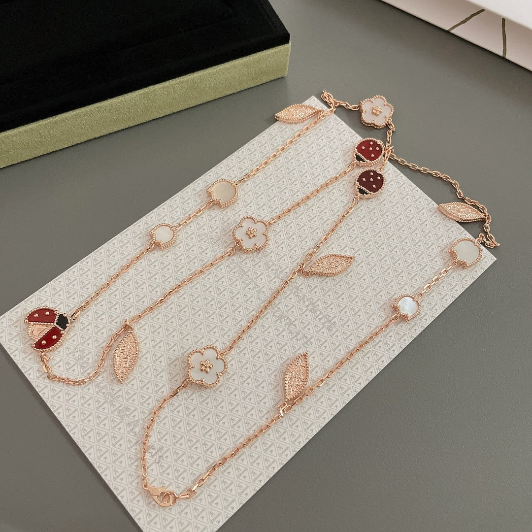 [OAK JURI]LUCKY SPRING 15 MOTIFS ROSE GOLD NECKLACE
