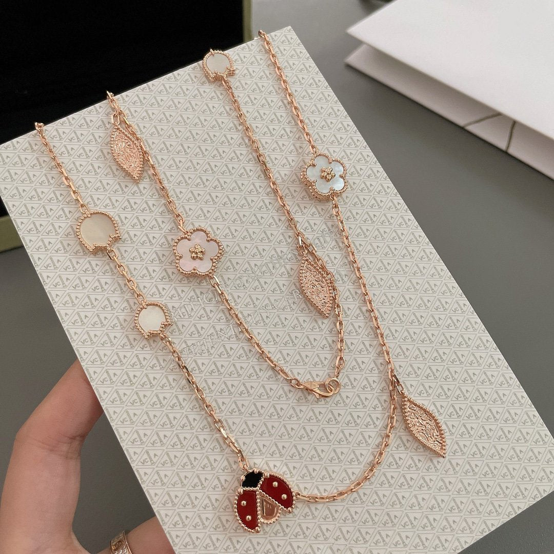 [OAK JURI]LUCKY SPRING 15 MOTIFS ROSE GOLD NECKLACE