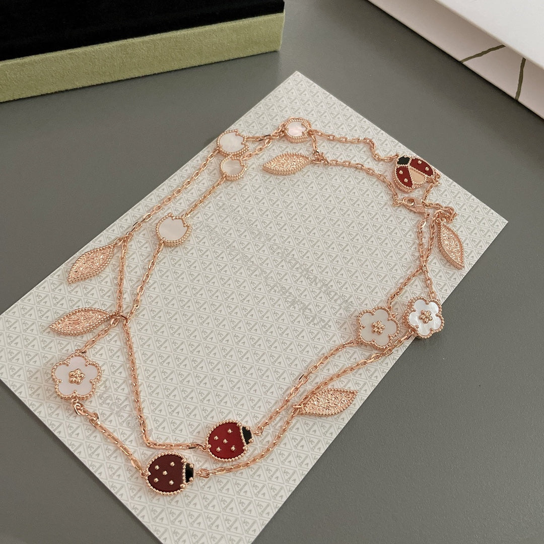 [OAK JURI]LUCKY SPRING 15 MOTIFS ROSE GOLD NECKLACE