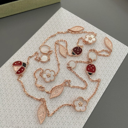 [OAK JURI]LUCKY SPRING 15 MOTIFS ROSE GOLD NECKLACE