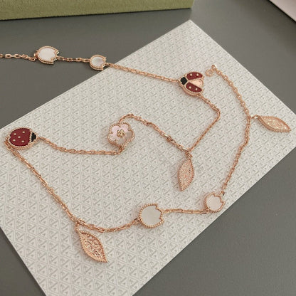 [OAK JURI]LUCKY SPRING 15 MOTIFS ROSE GOLD NECKLACE