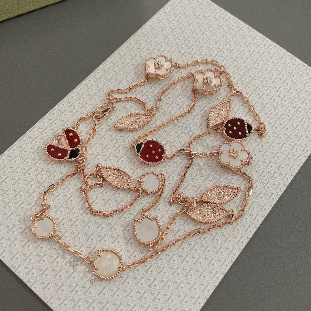 [OAK JURI]LUCKY SPRING 15 MOTIFS ROSE GOLD NECKLACE