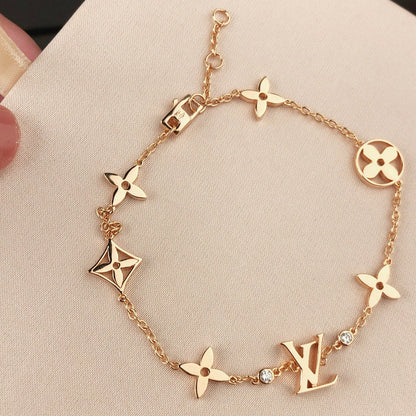 [OAK JURI]STAR AND SUN 7 MOTIFS GOLD BRACELET