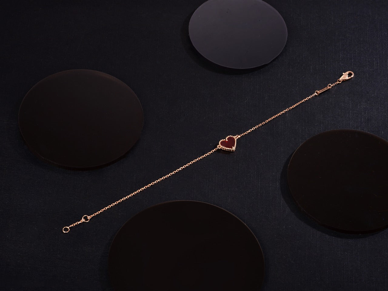 [OAK JURI]HEART CARNELIAN PINK GOLD BRACELET