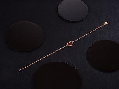 [OAK JURI]HEART CARNELIAN PINK GOLD BRACELET