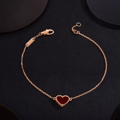 [OAK JURI]HEART CARNELIAN PINK GOLD BRACELET