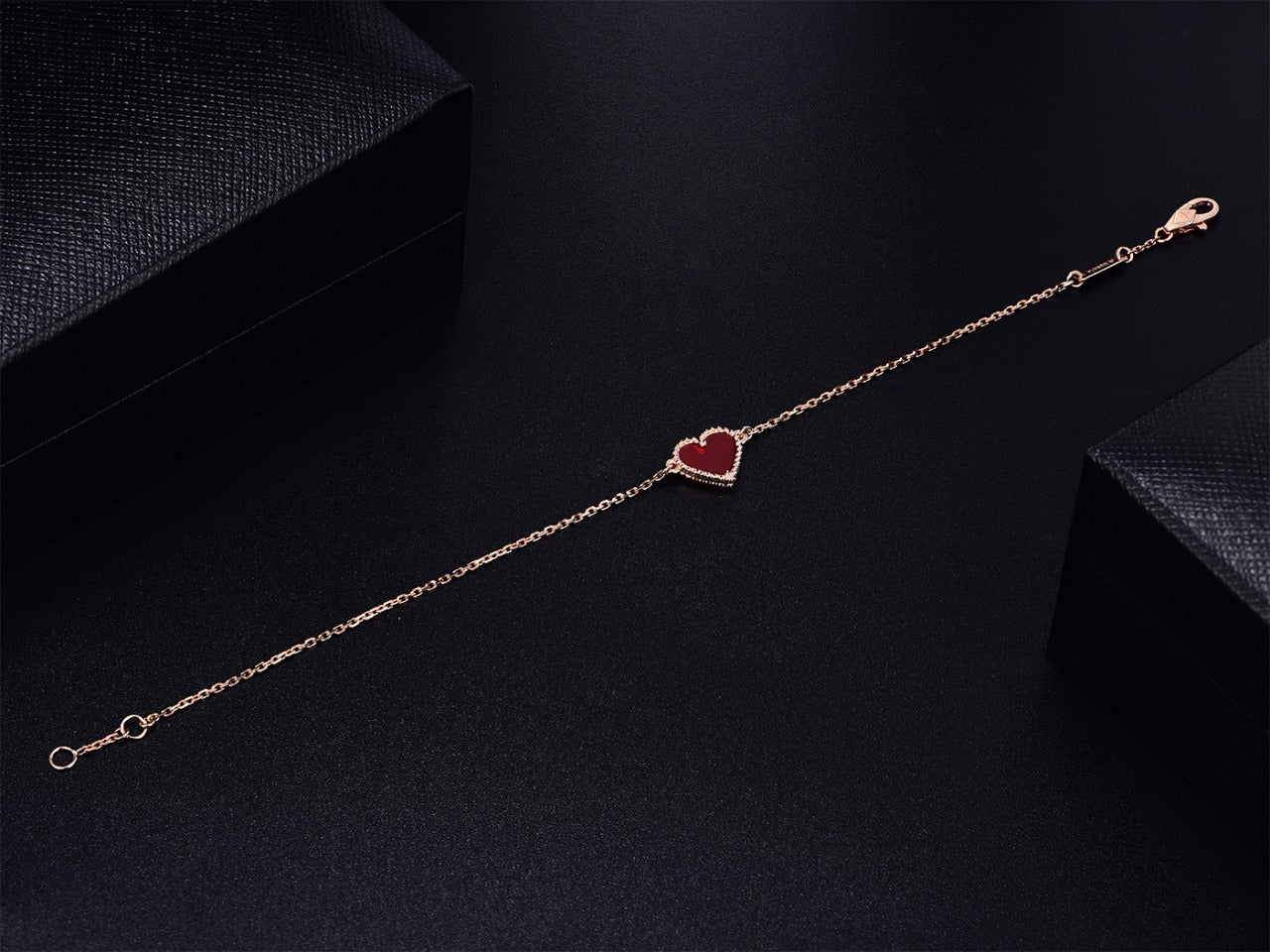 [OAK JURI]HEART CARNELIAN PINK GOLD BRACELET