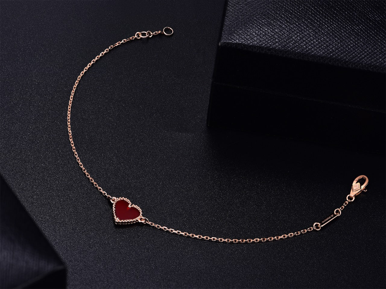 [OAK JURI]HEART CARNELIAN PINK GOLD BRACELET