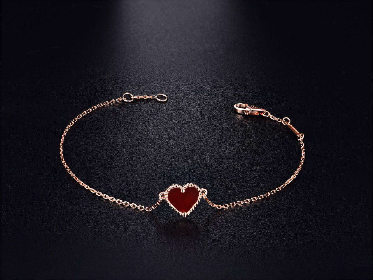 [OAK JURI]HEART CARNELIAN PINK GOLD BRACELET