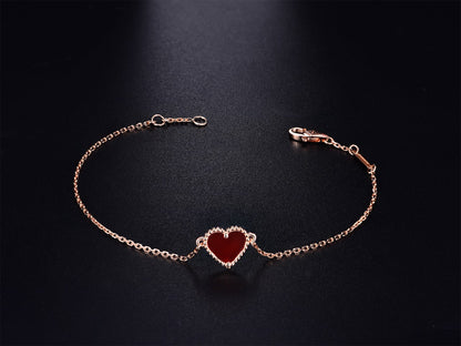 [OAK JURI]HEART CARNELIAN PINK GOLD BRACELET