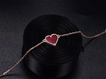 [OAK JURI]HEART CARNELIAN PINK GOLD BRACELET