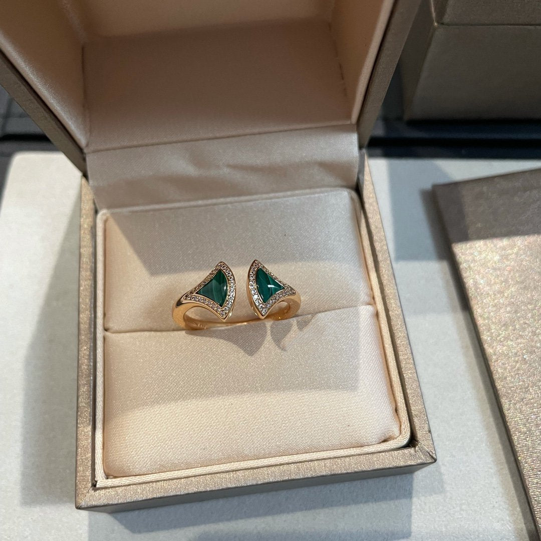 [OAK JURI]DREAM MALACHITE DIAMOND OPEN RING