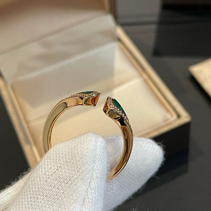 [OAK JURI]DREAM MALACHITE DIAMOND OPEN RING
