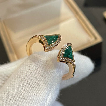 [OAK JURI]DREAM MALACHITE DIAMOND OPEN RING