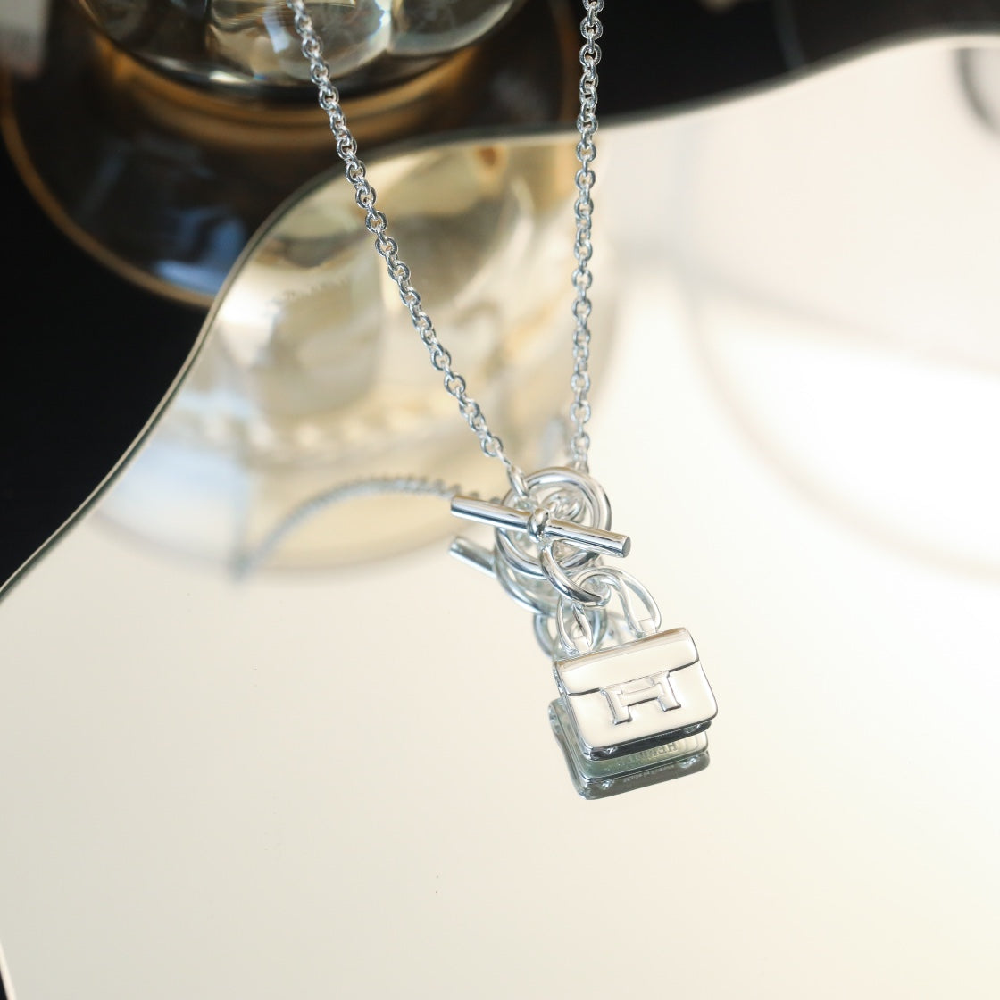 [OAK JURI]POP H PEDANT SILVER NECKLACE
