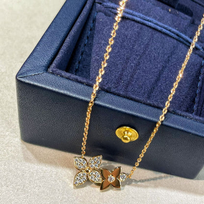 [OAK JURI]STAR BLOSSOM NECKLACE PINK GOLD DIAMONDS