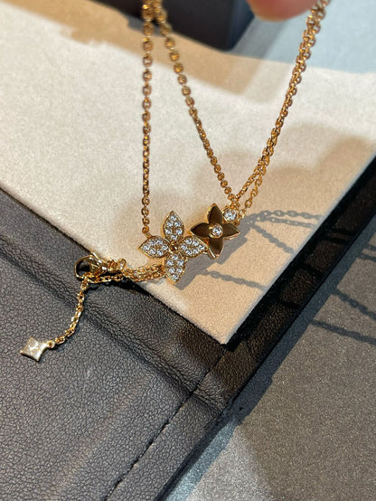 [OAK JURI]STAR BLOSSOM NECKLACE PINK GOLD DIAMONDS