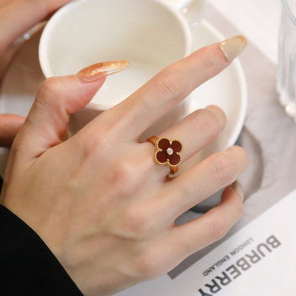 [OAK JURI]CLOVER CARNELIAN RING ROSE GOLD DIAMOND