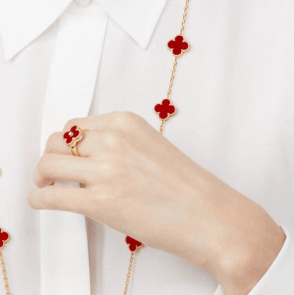 [OAK JURI]CLOVER CARNELIAN RING ROSE GOLD DIAMOND