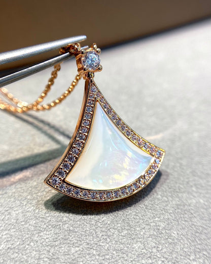 [OAK JURI]DREAM MOP DIAMOND PAVED PINK GOLD NECKLACE