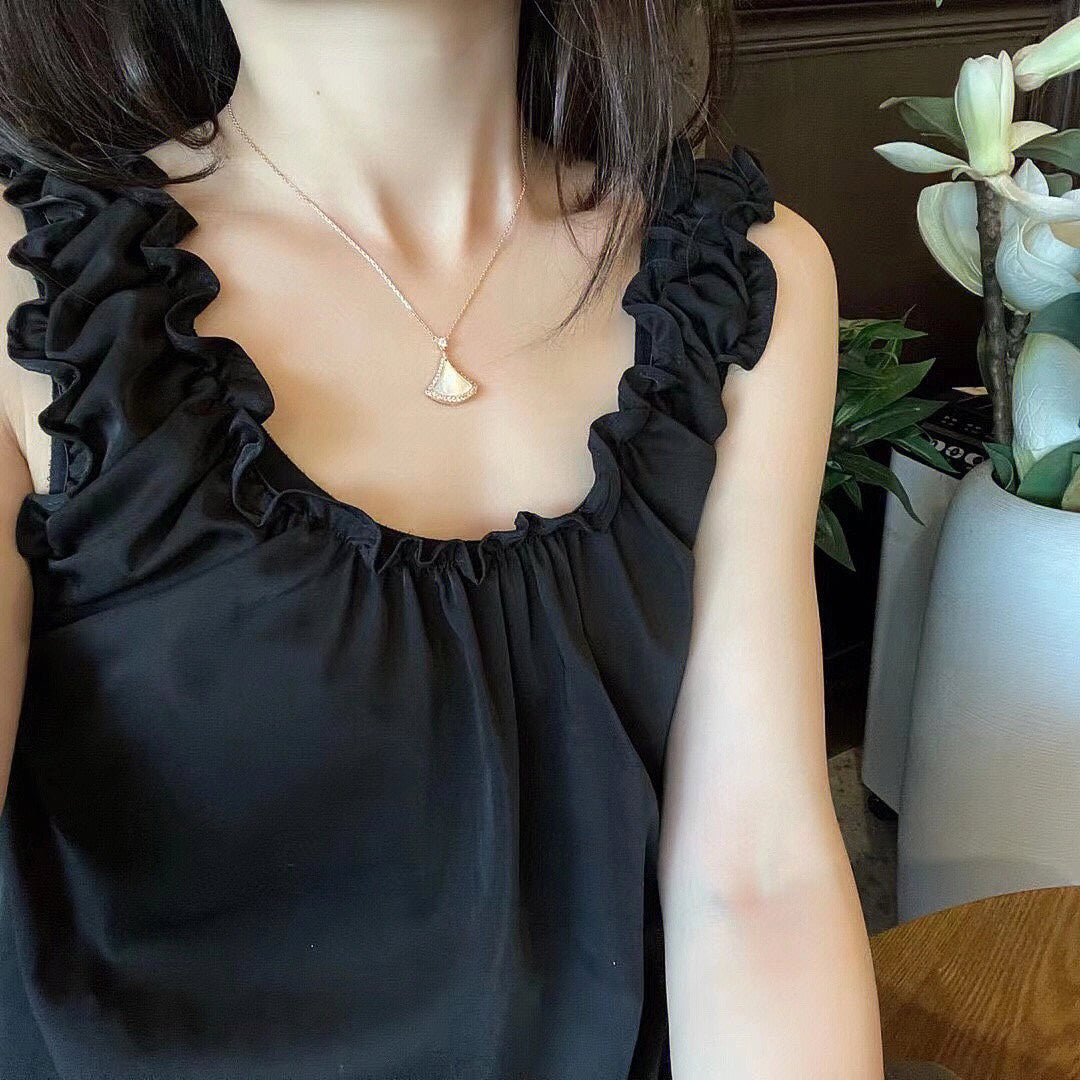 [OAK JURI]DREAM MOP DIAMOND PAVED PINK GOLD NECKLACE