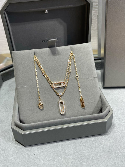 [OAK JURI]MOVE 2 ROW DIAMOND NECKLACE