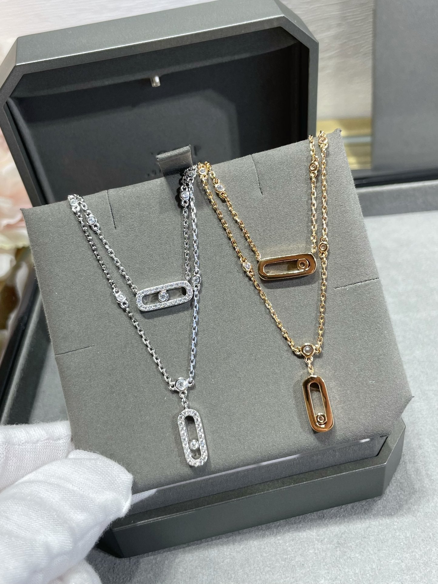 [OAK JURI]MOVE 2 ROW DIAMOND NECKLACE