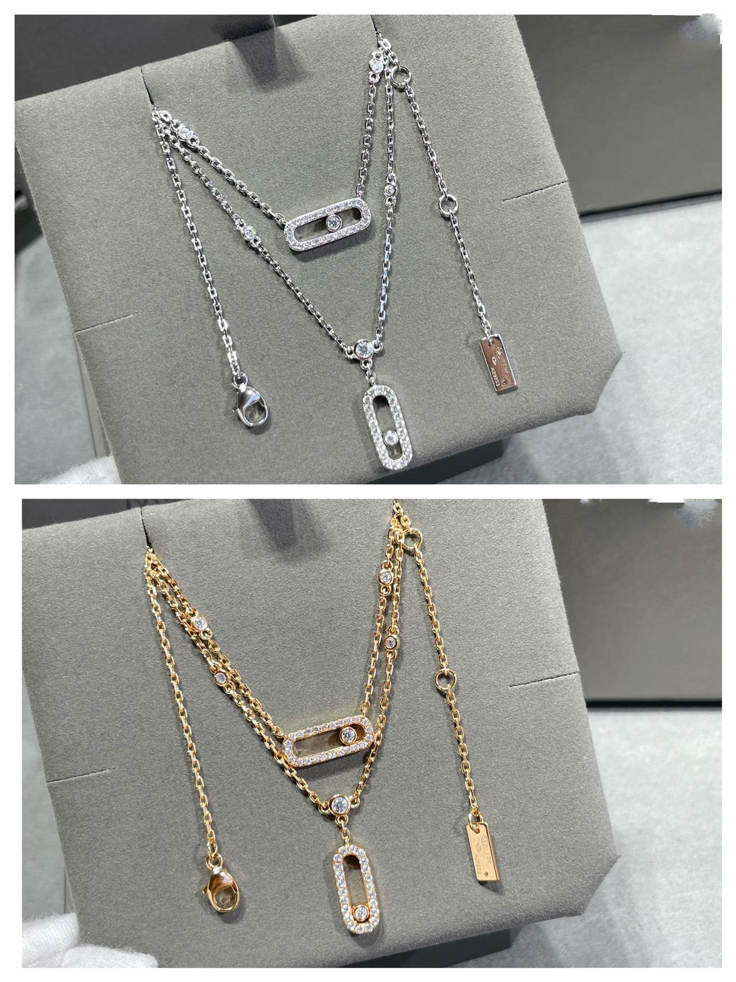 [OAK JURI]MOVE 2 ROW DIAMOND NECKLACE