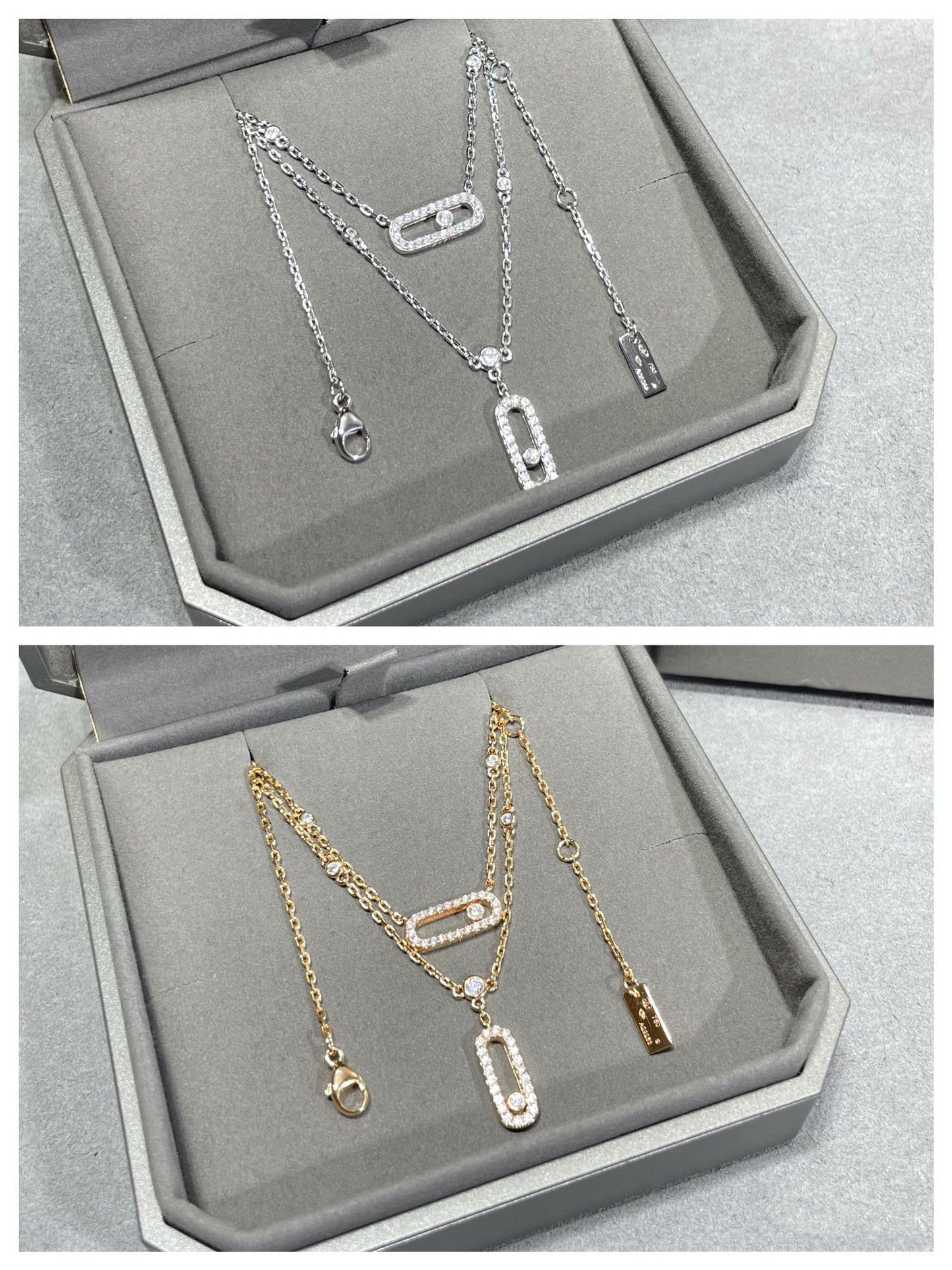 [OAK JURI]MOVE 2 ROW DIAMOND NECKLACE