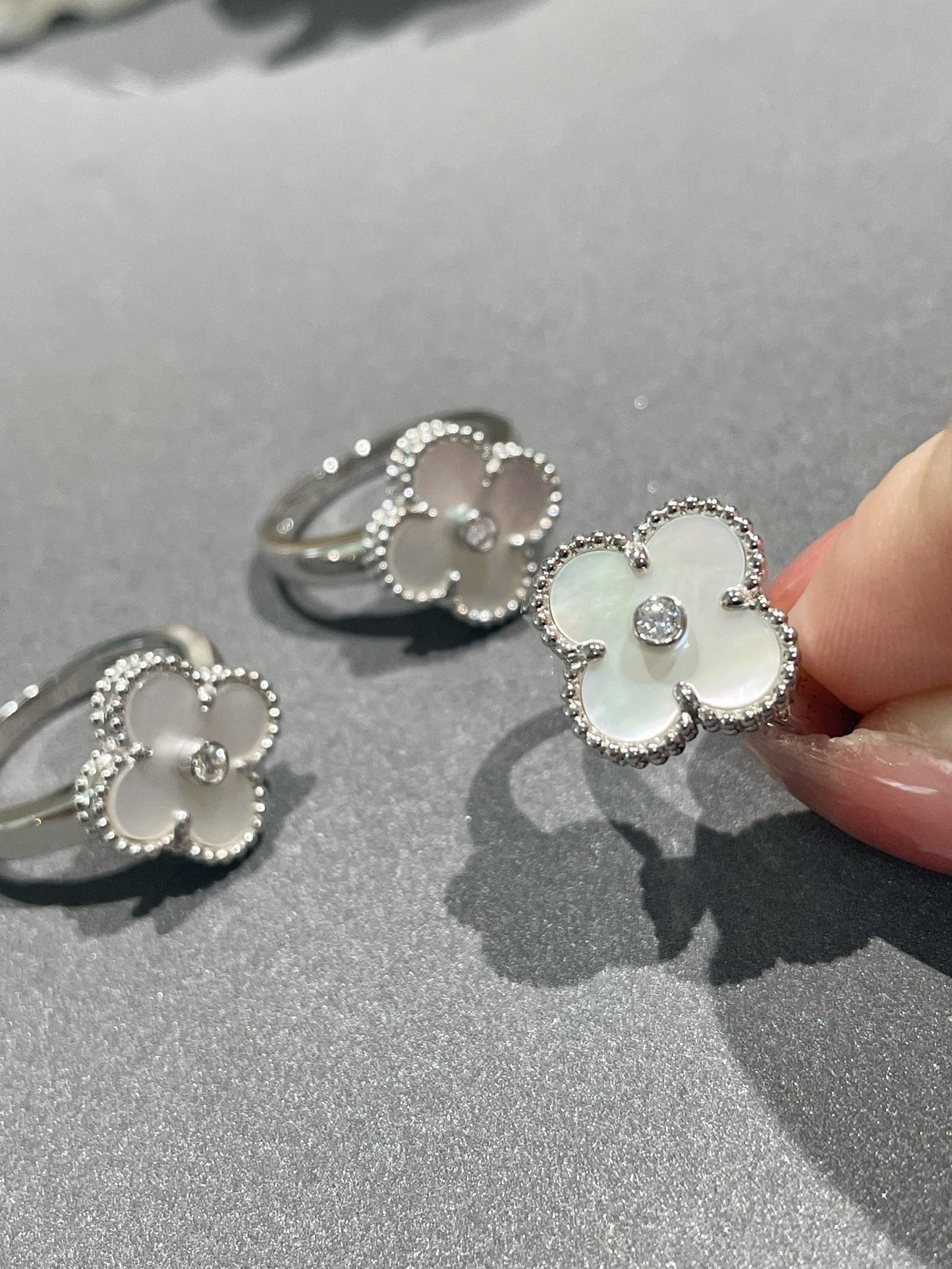 [OAK JURI]CLOVER SILVER MOP DIAMOND RING