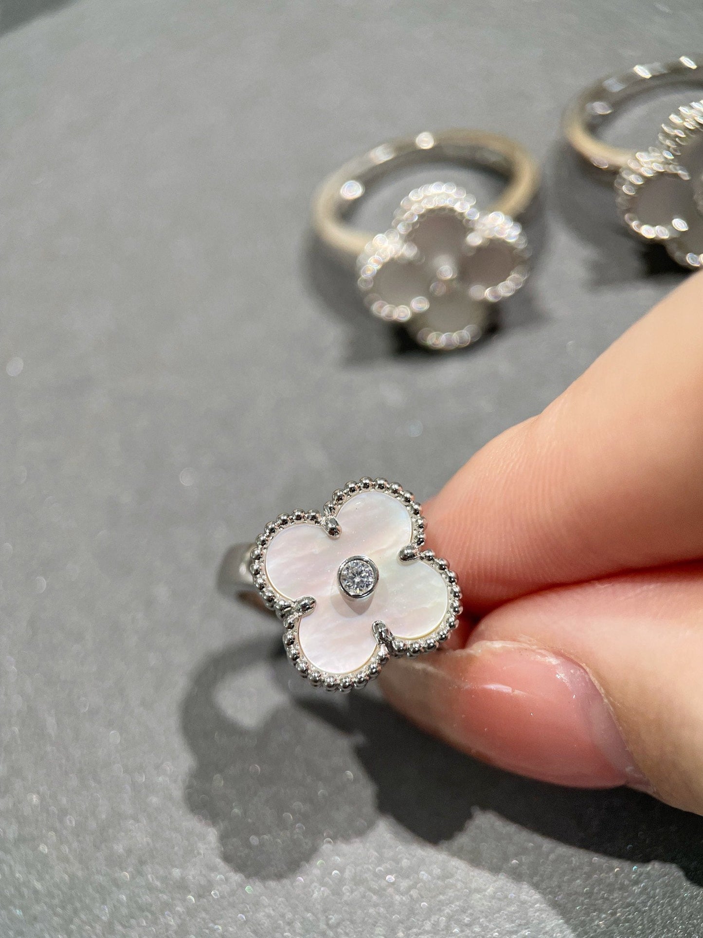 [OAK JURI]CLOVER SILVER MOP DIAMOND RING