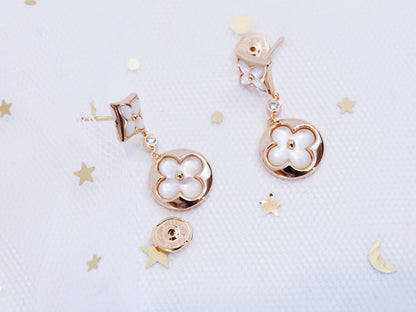 [OAK JURI]STAR AND SUN PINK GOLD MOP DROP EARRINGS