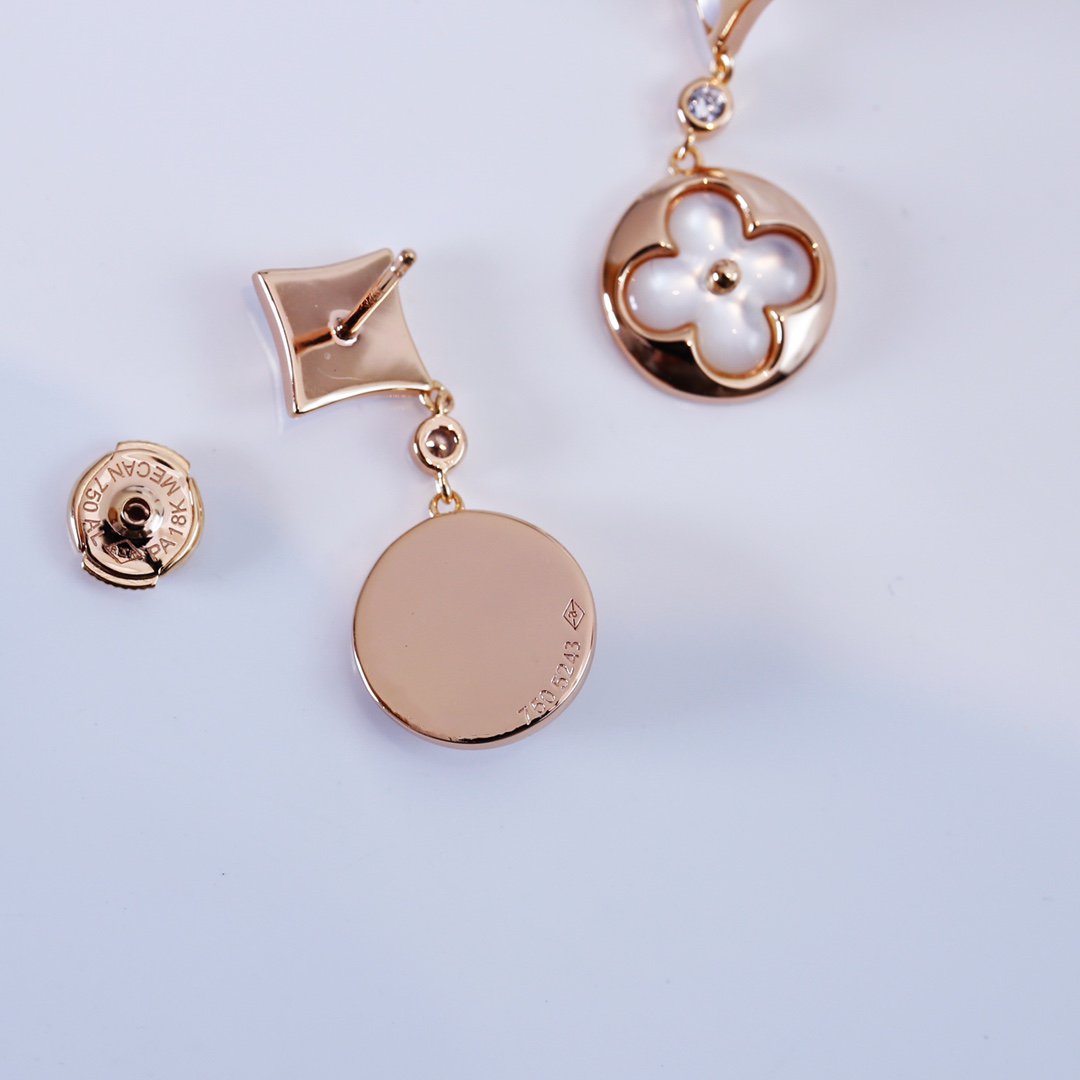 [OAK JURI]STAR AND SUN PINK GOLD MOP DROP EARRINGS