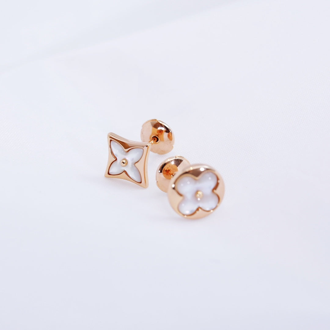 [OAK JURI]STAR AND SUN PINK GOLD MOP STUD EARRINGS