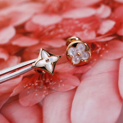 [OAK JURI]STAR AND SUN PINK GOLD MOP STUD EARRINGS