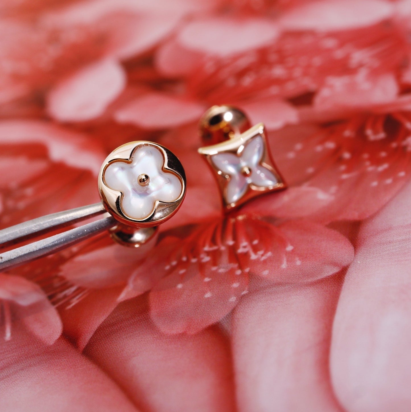 [OAK JURI]STAR AND SUN PINK GOLD MOP STUD EARRINGS
